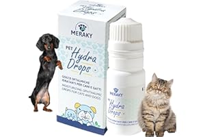 MERAKY Collirio Idratante per Cani e Gatti, Gocce Oftalmiche ad Azione Lubrificante e Lenitiva, Flacone Contagocce da 10 ml, Dona Sollievo Immediato da Rossori e Secchezza, per Cani e Gatti