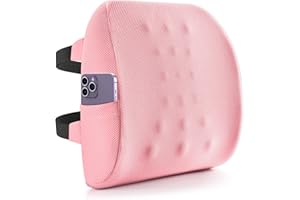 ‎FYORE Fyore Lendenkissen aus Memory-Schaum Lendenwirbelstütze Rückenstütze, Ergonomisches Rückenkissen, Lordosenstütze, Rückenstützkissen für Autositz, Bürostuhl, Sofa, Rollstuhl (Rosa 1)