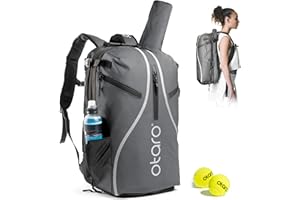 Otaro Tennis Bag with Separated Shoe Compartment (Fits 2 Tennis Rackets) Including Racket Protection | Premium Tennis Backpack for Men & Women | Unisex