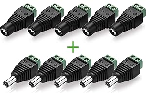 Conecto Adattatore Connettore Cilindrico 5,5 x 2,5 mm a Morsettiera a Due Pin (5x) + Jack Cilindrico 5,5 x 2,5 mm a Morsettiera a Due Pin (5x)