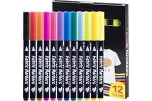 BLISSIQUEE Fabric Pens Permanent for Clothes 12Pcs, 12 Color Laundry Pen Washable Resistant Fabric Paint Pens for T Shirt Design Kit Canvas Tote Bag Pillowcases Plain Cotton Bags Shoes DIY Crafting