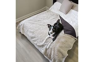 ‎PAWSEE Hundedecke Wasserdicht, Waschbar Hundebett Plüsch und rutschfeste Mit Super Soft Sherpa Hundematte Haustier Decke für Welpen Katze 203x152cm Braun/Taupe