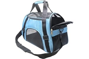 ZvoanSem Pet Carrier Bag,Small Cat Carrier Kitten Puppy little Dog Carrier for Travel Airline Approved Small Animal (S, Blue)