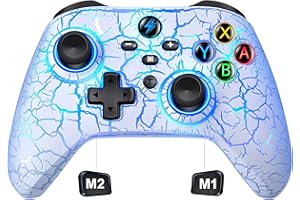 GAMSINGY Switch Controller, Wireless Controller Switch mit Präzise Bewegungssteuerung/Dual Motors Vibration/Turbo/Macro/Aufwecken Funktion, Cool RGB Controller für Switch/Lite/OLED