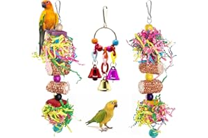 Aobuviou 3 Pack Budgie Toys, Parrot Toys, Bird Toys for Caged Birds Cockatiel Toys Bird Shredding Toy Foraging Shredder Toy Parrots Chewing Toys Parrot Cage Shredder Toy for Small Parakeets