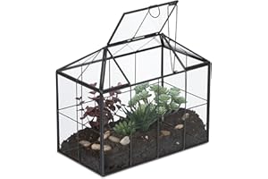 Relaxdays Terrarium pour Vos Plantes, décoratif et Pratique, pour Le Rebord de la fenêtre, 20 x 24,5 x 13,5 cm, Noir