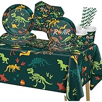 Heboland Decorazioni Per Feste Dinosauri 25 Ospiti, 125pcs Stoviglie Dinosauro - Piatti Dinosauri Compleanno, Tovaglioli, Tazze, Cannucce Ragazzi