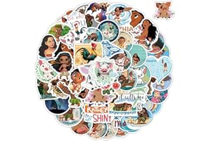 CANVERLENS 50 Stück Niedliche Moana Cartoon Vinyl Aufkleber für Wasserflaschen, Laptop, Computer, Skateboard, niedliches Aufkleber-Geschenk für Kinder, Teenager, wasserdicht