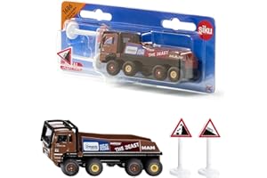 siku 1686, Camion HS Schoch 8x8 MAN Truck Trial, métal/plastique, brun, 2 Panneaux d'avertissement inclus, Combinable avec les modèles siku de la même échelle