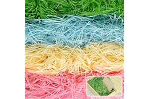 FICOFISE 400g Füllmaterial Geschenk: 4 Farben Geschreddertes Papier, Weiches Füllmaterial für Pakete & Geschenkkörbe mit 2 Grußkarte | Festival Geschenk Dekoration