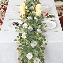 Guirlande Fleurs Artificielles SOMYTING - Lot De 2 - Eucalyptus Et Roses - Décoration Murale Mariage