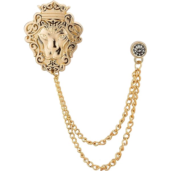 Boutons De Manchette Tête De Lion Strass - Élégants Et Étincelants Pour Mariage Et Affaires (Laiton, 0.7 Pouces)