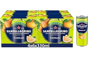 San Pellegrino Italian Sparkling Drinks Tastefully Light Sparkling Grapefruit Canned Soft Drink 24 x 330ml | 70 kCals per Can