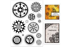 ‎GLOBLELAND GLOBLELAND Mechanische Zahnräder Klare Stempel für DIY Scrapbooking Dekor Zahnräder Steampunk Vintage Transparente Silikonstempel für die Herstellung von Karten Fotoalbum Dekoration