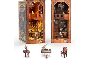 ITEFDTUTNE Book Nook Kit for Adults, DIY Miniature Dollhouse Booknook Kit with Led Light, 3D Wooden Bookshelf Puzzle Booknook Insert Decor Crafts for Adults Teen Gifts (GRIMM'S Small Building)