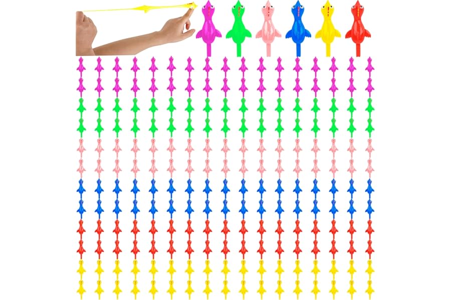 Spaluck 210 Pcs Slingshot Chicken Finger Toys Rubber Chicken Mini Screaming Chicken Slingshot Catapult for Kids Stretch and Relax Game Christmas Easter New Year Goodie Bag Stuffers, 6 Colors