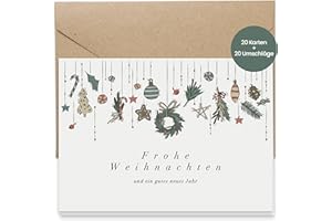 HYGGARTN Weihnachtskarten mit Umschlägen Set, 20 Stück Weihnachtskarten, A6 Postkarten für Weihnachten, Nordische Weihnachtskarten für Familie Freunde geschäftlich Weihnacht Grußkarten Kraftpapier Umschläge