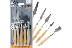 Mont Marte Palettenmesser Set aus Stahl – 5 Malspachtel in verschiedenen Formen – Ideale Malmesser für das Verarbeiten von Farben