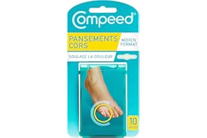 Compeed® - 10 Pansements Hydrocolloïde - Cors aux pieds - Traitement des Cors - Moyen Format : 6,0 x 1,75 cm