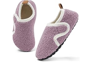 MK MATT KEELY Kids Slippers Boys Girls Cosy House Slippers Toddlers Non Slip Barefoot Slippers with Hook and Loop
