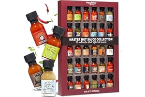 ‎THOUGHTFULLY Thoughtfully - Hot Sauce Geschenkset - Probierset Mit 30 Verschiedenen Scharfen Saucen - Weltweit Inspiriert