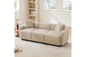 Rvjiahe Divano normale, design moderno, mobili imbottiti, divano, divano a 3 posti, divano da soggiorno, 3 posti (colore beige scuro, 211 x 67 x 71 cm)