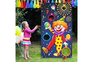 Miotlsy Carnival Toss Games Clown Banner with 3 Bean Bags Circus Bean Bag Toss Game for Carnival Party Activities, Great Carnival Decorations, Circus Suppliers for Kids and Adults