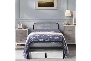 ‎YAHEETECH Yaheetech Metallbett 90 x 200 cm Bettrahmen mit Lattenrost Bettgestelle mit Kopfteil Einzelbett Gästebett für Schlafzimmer Gästezimmer Schwarz