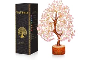 YATSKIA Rose Quarts - Rose Quartz Tree, Chakra Tree, Crystal Tree of Life, Good Luck Stones and Crystals, Home Decor Gifts, Gem Tree, Crystal Tree for Positive Energy
