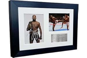 KITBAGS & LOCKERS Marco de fotos A4 de Jon Jones UFC Ultimate Heavyweight Fighting Champion Championship de artes marciales mixtas, triple firmado, autógrafo, fotografía, regalo, póster plateado