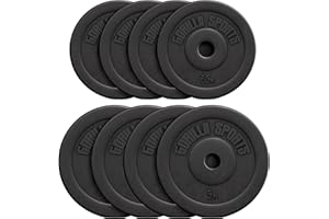 GORILLA SPORTS® Disque Musculation - Simple 1,25-15kg / Jeu 27,5-30 kg, Réglable, Ciment, Plastique, Ø 31 mm, Noir - Set de Poids, Matériel de Musculation, Sport Maison, Fitness