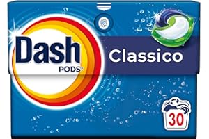 Dash Pods Detersivo In Capsule, 30 Lavaggi, Classico, Rimuove Le Macchie, Igienizza, Brillantezza Per I Capi