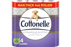 Cottonelle Premium-Toilettenapapier, 4-lagig, ultra-weiche AirPocket-Struktur, 24 Rollen x 140 Blatt, XXL-Großpackung
