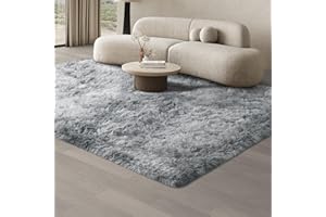 JOJOSEE Rugs Living Room, 160 x 230 cm Grey Area Rug, Anti Slip Soft Fluffy Shaggy Extra Large Floor Carpets Mat for Bedroom, Nursery Bedside (Light Grey, 160x230cm)