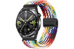 XMUXI Nylonowy pasek, sportowy, elastyczny, pleciony, 22 mm, dla kobiet i mężczyzn, do Huawei GT4/GT3/GT2 (46 mm)/ Garmin Venu 2/3/ Vivoactive 4, Samsung Watch 3 (45 mm)/ Gear S3, tęczowy