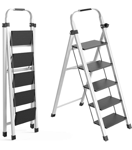 Professional Double Ladder With Tool Tray - Aluminum, 10 Steps, 150kg Capacity, EN131 Certified-1066610