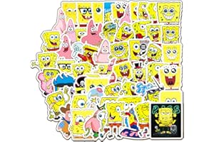 NDZYDXW Adesivi 60 pezzi,SpoongeBob SqquarePants Stickers Vinile Impermeabile,per bottiglia d'acqua, laptop,telefono,skateboard, scrapbooking,paraurti regali per bambini,adolescenti,adulti,bomboniere feste