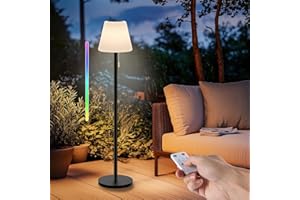 Gewiny Outdoor Floor Lamp Solar Outdoor Lamps for Patio Waterproof Rechargeable Floor Lamp Cordless Dimmable Warm White+RGB LED Solar floor lamps Outdoor Battery Operated Patio Lamp with Light Sensor.