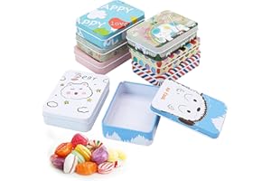 WSAMJIN 8 pezzi Latta Rettangolare per Biscotti, Portatile Stagno di Metallo Cerniera Stagno da, Mini Scatola Di Latta, Scatola Di Caramelle per Caramelle, Biglietti, Chiavi, Gioielli