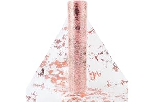 DOMKAN DOBIGER 28cm x 9m Camino de Mesa Oro Rosa, Corredor de Mesa de Tela Oro Rosa Cinta de Mesa Decoración de Mesa Brillante para Fiestas y Celebraciones como Cumpleaños, Bodas, Fiestas de Bebes, Navidad