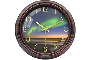 VIKMARI Orologio da Parete, 30cm Vintage Aurora Boreale Orologi, Silenzioso Senza Ticchettio per Cucina Soggiorno Bagno Camera da letto Studio Ufficio