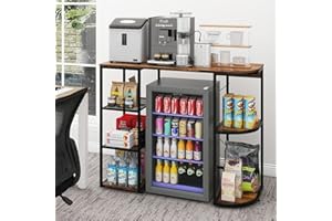 PUNCIA Mini Fridge Cabinet with Storage Coffee Bar Cabinet with Mini Refrigerator Space Beverage Wine Fridge Stand Organizer Microwave Oven Stand Rack for Home Dorm