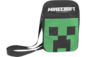 Franco Cosimo Panini MINECRAFT - Verstellbarer Schultergurt mit Reißverschluss, ideal für die Freizeit, Fronttasche mit Reißverschluss, 22 x 5 x 13 H cm - Grün