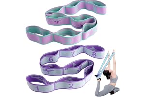 2 stycken yoga-stretchband med 8 rosetter, 90 cm träningsband med öglor