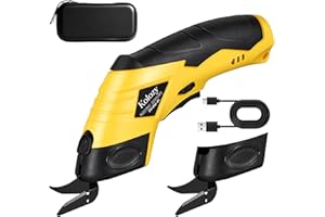 Kolozy Ciseaux Électrique Tissu Couture sans Fil, Cisaille Électrique 4V Rechargeable Batterie 2500mAh 10000 RPM, Cutter Électrique 2 Lames, Adaptées à la Découpe de Tissu Carton Cuir Plastique Tapis