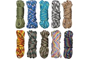 AUFODARA 10pcs Color Paracord 4mm Bracelet Rope Parachute Cord Outdoor Survival Set DIY Manual Braiding 10 Feet Boy girl Crafting Decorative Rope, Camping (Boy Color)