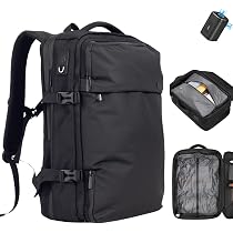 Zaino Sottovuoto Da Viaggio 60L Espandibile Con Pompa Integrata - Compressore Per Vestiti, Tasca PC 17", Lucchetto TSA