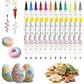Food Coloring Marker Pens, 12 Pieces Food Grade Double Sided Edible Markers for Decorating Cake, Cookies, Fondant, Easter Egg