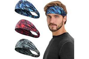 Tumurup Sportiva Fascia Capelli, 3 Pezzi Fascia Capelli Uomo Antiscivolo Fascette Capelli Traspirante Fasce Per Capelli Elastica Headband Per La Corsa E Il Running Fitness