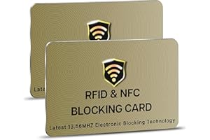 SaiTech IT RFID Blocking Cards 2 Pack Premium Contactless NFC Debit Credit Card Passport Protector Blocker Set for Men & Women, Smart Slim Design Perfectly fits in Wallet/Purse (Golden)